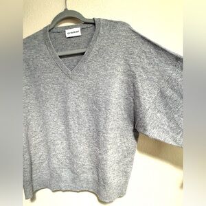 ça va de soi Merino Super 120 Wool Grey V-Neck Sweater Dolman Sleeve Sz S/M